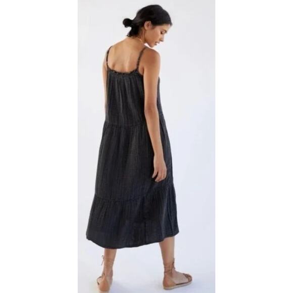 Anthropologie gauzey tiered midi  black dress. Medium New - Picture 3 of 3